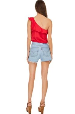 Ruffle One Shoulder Top 7 Ruffle One Shoulder Top -Chic Ladies Wear Shop AT12597 HOT RED 3A