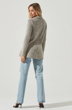 Tweed Oversized Blazer -Chic Ladies Wear Shop AT12897 CREAM BLACK 5