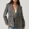 Double Breasted Blazer -Chic Ladies Wear Shop AT13579 BLACK WHITE 2