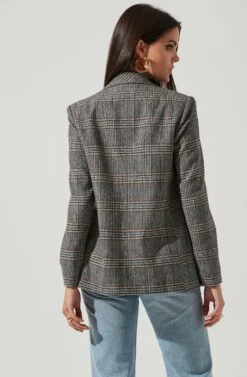 Double Breasted Blazer -Chic Ladies Wear Shop AT13579 BLACK WHITE 4