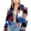 Shaggy Faux Fur Jacket -Chic Ladies Wear Shop AT15222 BLUE MULTI COLOR 04