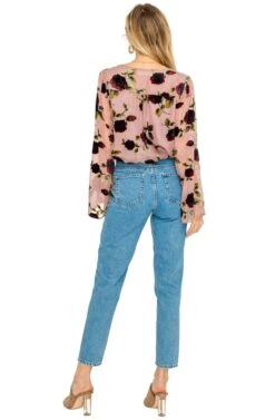 Surplice Floral Burnout Top -Chic Ladies Wear Shop AT15278 MAUVE FLORAL 4A