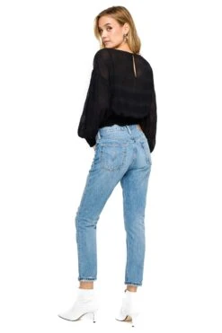 Long Sleeve Smocked Band Blouse -Chic Ladies Wear Shop AT15283 BLACK 4