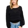 Long Sleeve Smocked Band Blouse -Chic Ladies Wear Shop AT15283 BLACK 5