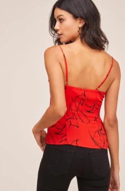 Button Front Floral Wrap Cami -Chic Ladies Wear Shop AT15468 RED SKETCH FLORAL 4