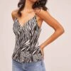 Zebra Button Front Wrap Cami