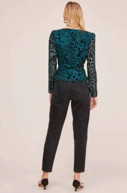 Burnout Leopard Wrap Top -Chic Ladies Wear Shop AT15511B TEAL BLACK LEOPARD 3