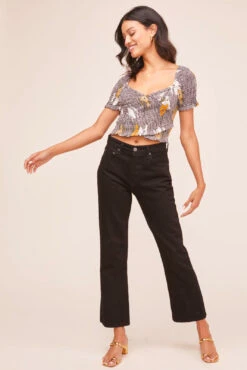 Smocked Floral Short Sleeve Top -Chic Ladies Wear Shop AT15549B HOUNDSTOOTH FLORAL 1 Edit 57453410 6f1b 4d15 980f ca63f1158b3f