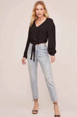 Tie Front Top -Chic Ladies Wear Shop AT15667 BLACK 1