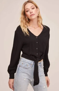 Tie Front Top -Chic Ladies Wear Shop AT15667 BLACK 4