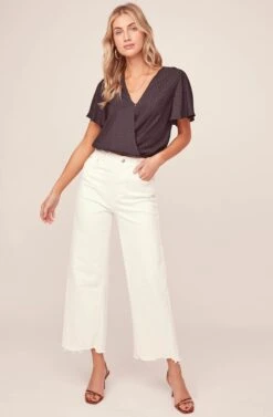 Jacquard Surplice Top -Chic Ladies Wear Shop AT15688 BLACK 1A