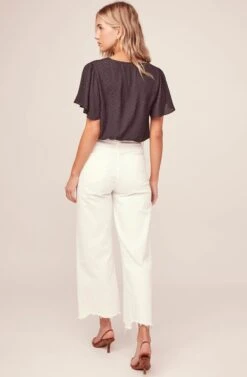 Jacquard Surplice Top -Chic Ladies Wear Shop AT15688 BLACK 4A