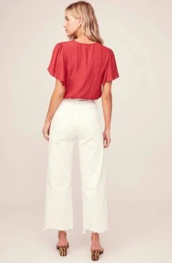 Jacquard Surplice Top -Chic Ladies Wear Shop AT15688 RED 4A