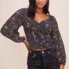 Shirred Long Sleeve Floral Smocked Top 1 Shirred Long Sleeve Floral Smocked Top -Chic Ladies Wear Shop AT15780 BLACKPURPLEFLORAL 8