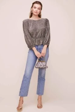 Reversible Peplum Top -Chic Ladies Wear Shop AT15867 GOLD METALLIC 10