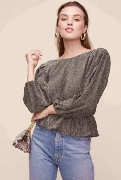 Reversible Peplum Top -Chic Ladies Wear Shop AT15867 GOLD METALLIC 11