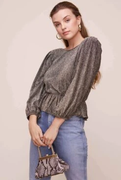 Reversible Peplum Top -Chic Ladies Wear Shop AT15867 GOLD METALLIC 12