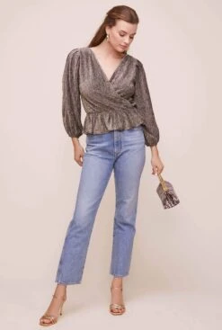 Reversible Peplum Top -Chic Ladies Wear Shop AT15867 GOLD METALLIC 5