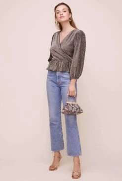 Reversible Peplum Top -Chic Ladies Wear Shop AT15867 GOLD METALLIC 6