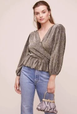 Reversible Peplum Top -Chic Ladies Wear Shop AT15867 GOLD METALLIC 7