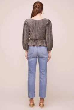 Reversible Peplum Top -Chic Ladies Wear Shop AT15867 GOLD METALLIC 8