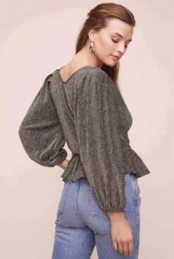 Reversible Peplum Top -Chic Ladies Wear Shop AT15867 GOLD METALLIC 9