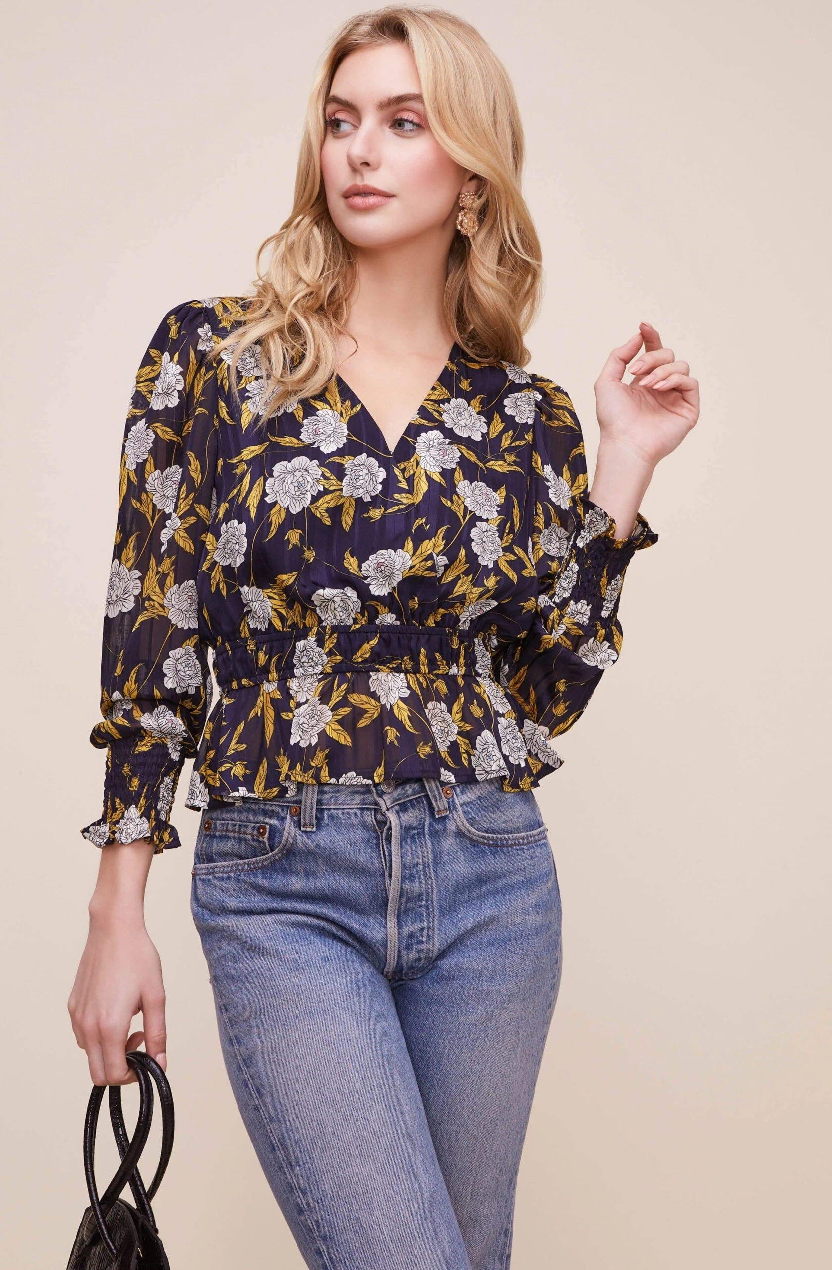 Surplice Floral Peplum Top 3 Surplice Floral Peplum Top