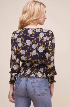 Surplice Floral Peplum Top 13 Surplice Floral Peplum Top -Chic Ladies Wear Shop AT15886 NAVY FLORAL 6