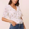 Wrap Front Ruffle Top -Chic Ladies Wear Shop AT16080 003 IVORYFLORAL 1