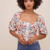 Hook & Eye Square Neck Floral Top -Chic Ladies Wear Shop AT16087 REDMULTIFLORAL 3
