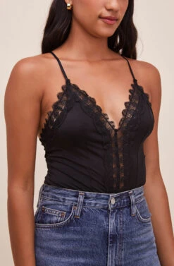 Lace Inset Bodysuit -Chic Ladies Wear Shop AT16124 BLACK 3