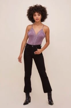 Lace Inset Bodysuit -Chic Ladies Wear Shop AT16124 LAVENDER 1