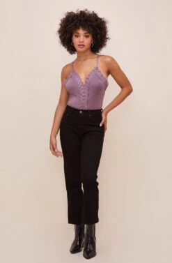 Lace Inset Bodysuit -Chic Ladies Wear Shop AT16124 LAVENDER 2