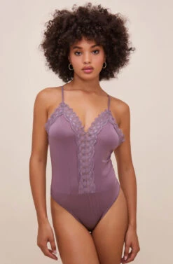 Lace Inset Bodysuit -Chic Ladies Wear Shop AT16124 LAVENDER 7