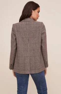 Plaid Blazer -Chic Ladies Wear Shop AT16133 BROWNTEALPLAID 5
