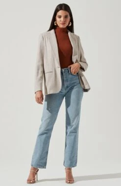 One Button Blazer -Chic Ladies Wear Shop AT16133 TAUPE 1