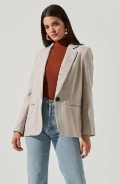 One Button Blazer -Chic Ladies Wear Shop AT16133 TAUPE 2