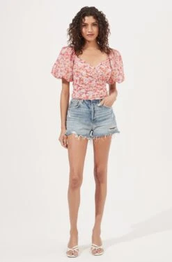 Sonnet Floral Puff Sleeve Top 12 Sonnet Floral Puff Sleeve Top -Chic Ladies Wear Shop AT16182 BLUSH REDDITSY 1