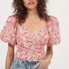 Sonnet Floral Puff Sleeve Top -Chic Ladies Wear Shop AT16182 BLUSH REDDITSY 3
