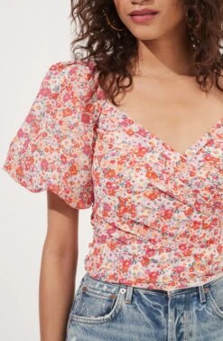 Sonnet Floral Puff Sleeve Top 14 Sonnet Floral Puff Sleeve Top -Chic Ladies Wear Shop AT16182 BLUSH REDDITSY 4