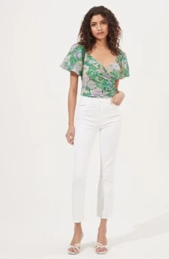 Sonnet Wrap Top -Chic Ladies Wear Shop AT16182 GREENLILACFLORAL 2