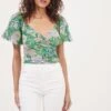 Sonnet Wrap Top -Chic Ladies Wear Shop AT16182 GREENLILACFLORAL 3