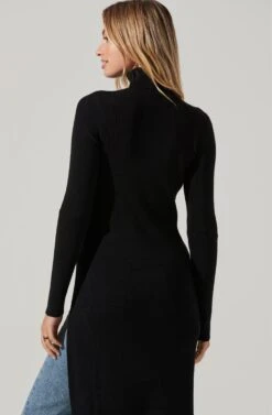 Hi Slit Turtleneck Sweater 16 Hi Slit Turtleneck Sweater -Chic Ladies Wear Shop AT16295 BLACK 4