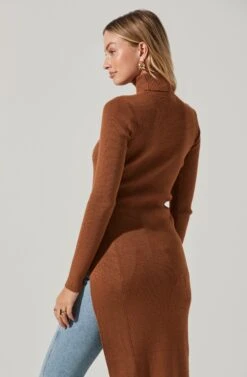 Hi Slit Turtleneck Sweater 22 Hi Slit Turtleneck Sweater -Chic Ladies Wear Shop AT16295 CAMEL 5