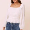 Long Sleeve Crinkle Top 2 Long Sleeve Crinkle Top -Chic Ladies Wear Shop AT16317 CREAM 1