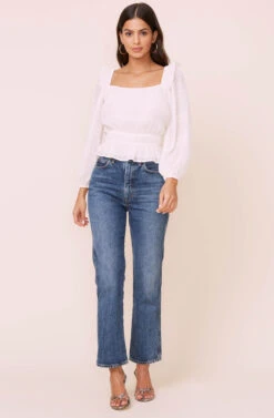 Long Sleeve Crinkle Top -Chic Ladies Wear Shop AT16317 CREAM 2