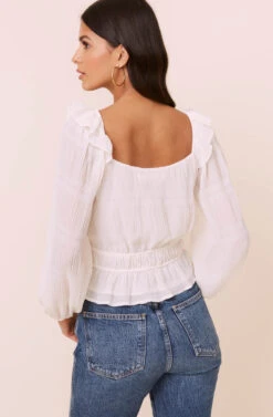 Long Sleeve Crinkle Top -Chic Ladies Wear Shop AT16317 CREAM 4