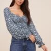 Ruffle Sweetheart Neck Top -Chic Ladies Wear Shop AT16325 003 BLUE IVORYDITSY 3