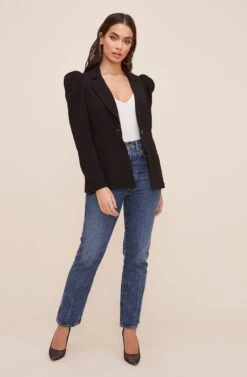 Puff Sleeve Blazer -Chic Ladies Wear Shop AT16327 003 BLACK 1