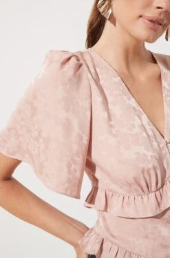 Short Sleeve Ruffle Hem Top -Chic Ladies Wear Shop AT16334 BLUSH 987